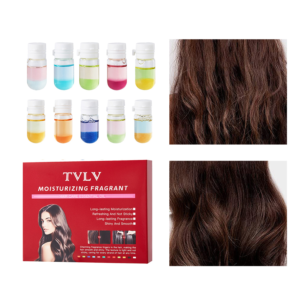 Fragrance Perfume For Hair - TVLV ポータブルヘアケアエッセンシャルオイル 10点ギフトセット 多種の香りで乾燥、縮れ、枝毛を補修するリーブインフレグランスヘアオイル